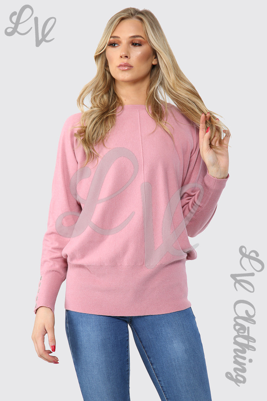 Dames Sweatshirt met studs aan manchetten - Oudroze - Prijs per stuk € 10,99