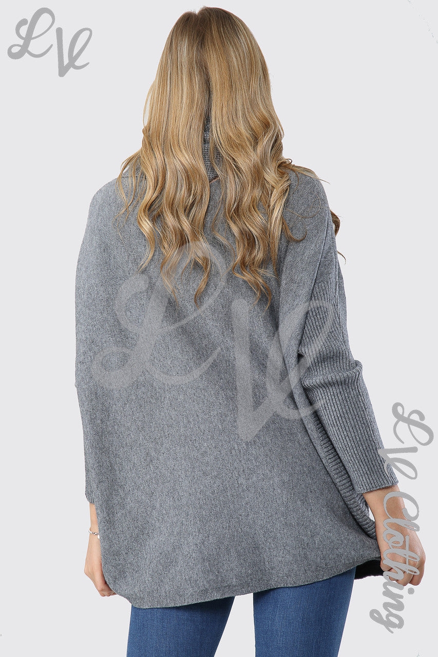 Dames Trui met Afneembare Col Sjaal Grijs - Stukprijs € 20,99