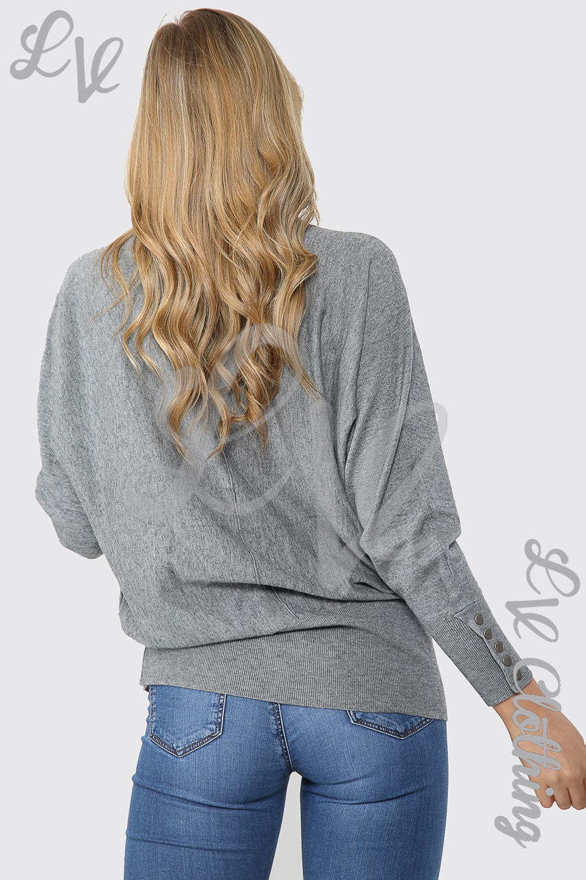 Dames Sweatshirt met Studmanchetten Grijs - Stukprijs € 20,99
