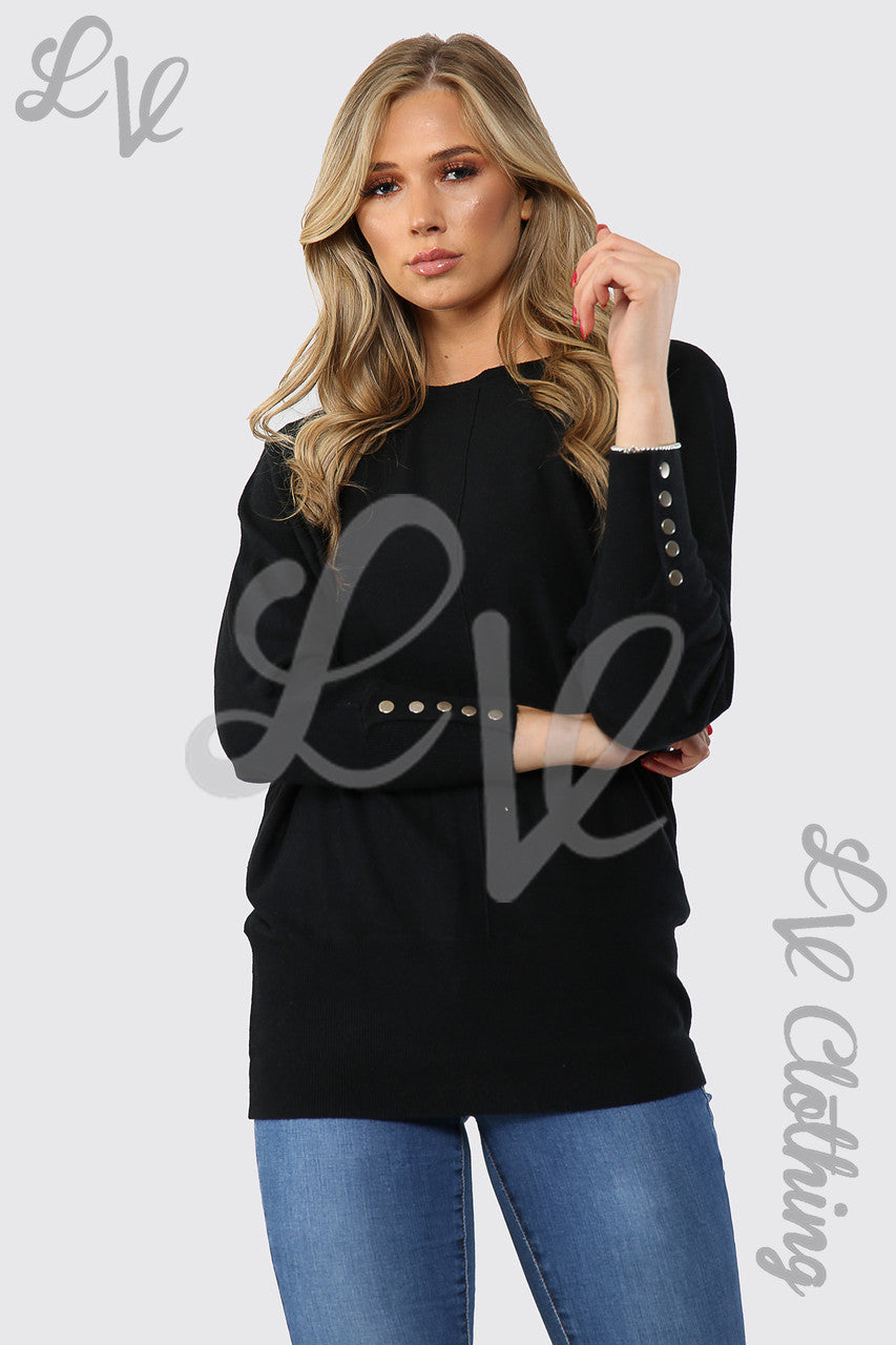 Dames Sweatshirt met Studdetails Zwart - Stukprijs €20,99