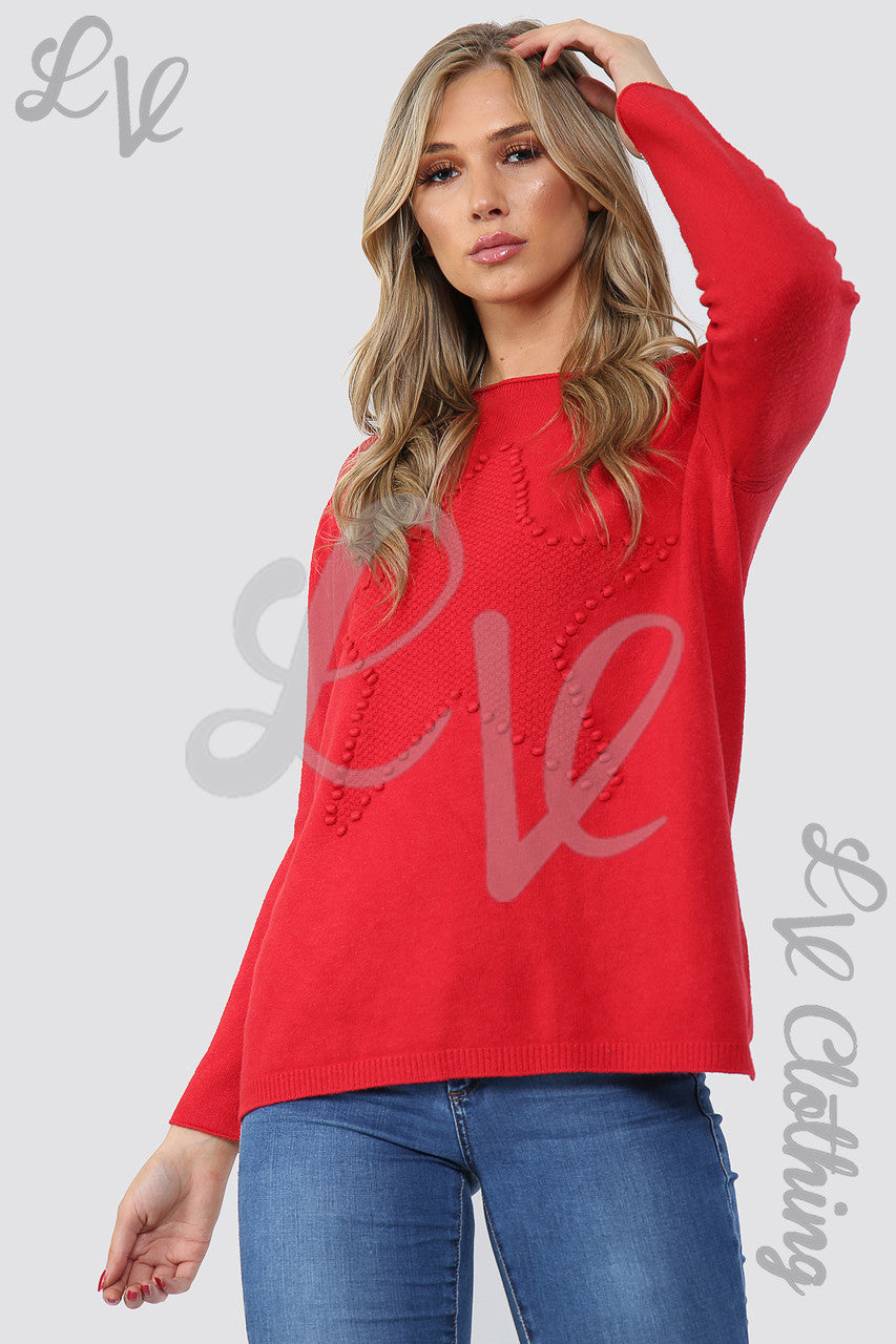 Dames Star Imprint Trui Top Rood - Stukprijs €12,99