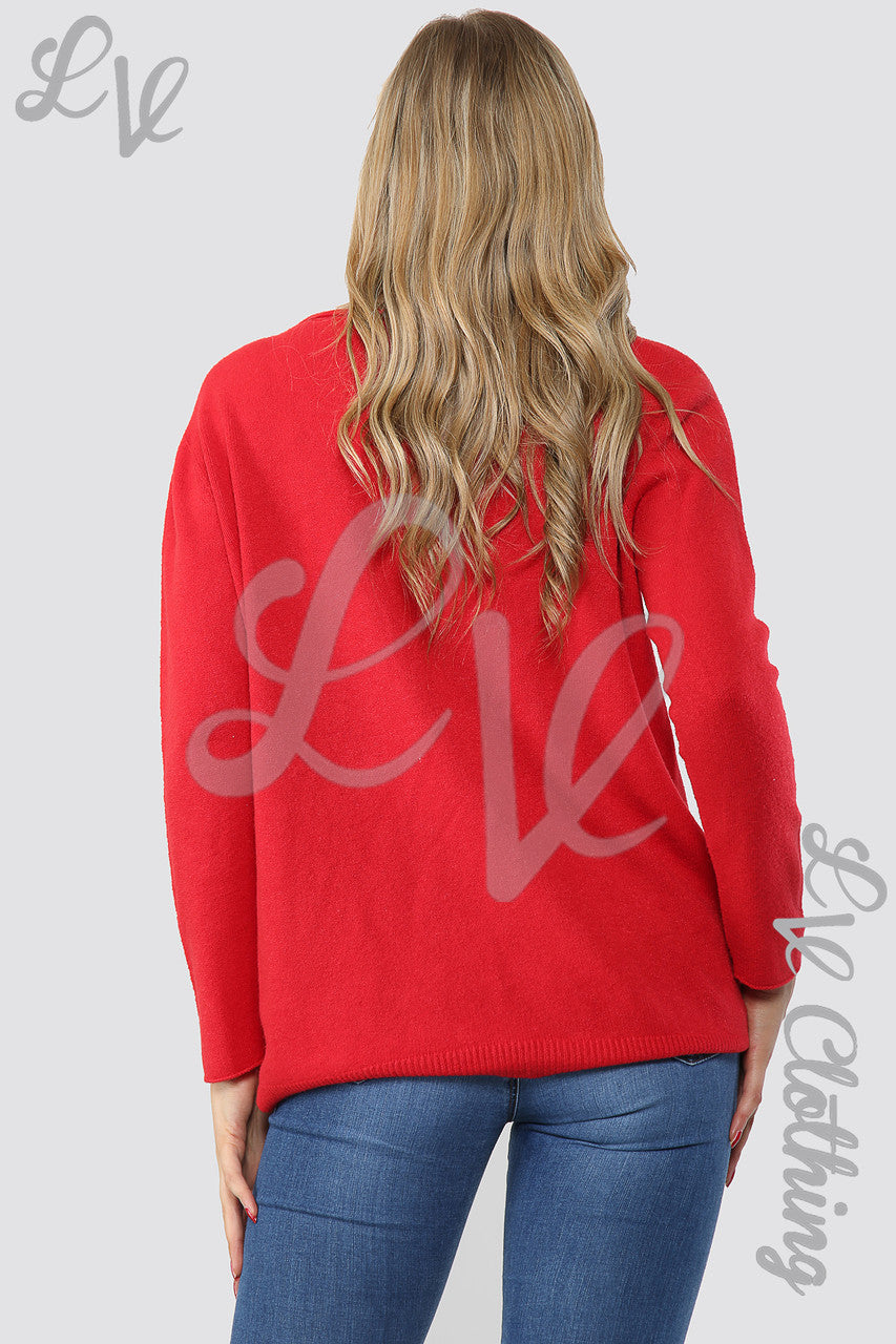 Dames Star Imprint Trui Top Rood - Stukprijs €12,99