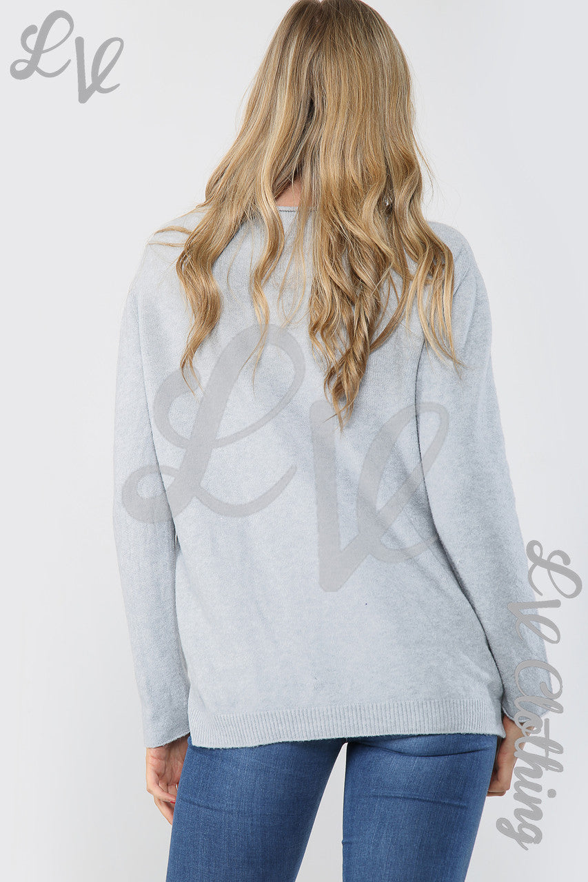 Dames trui met sterrenprint zilver - Eenheidsprijs €12,99