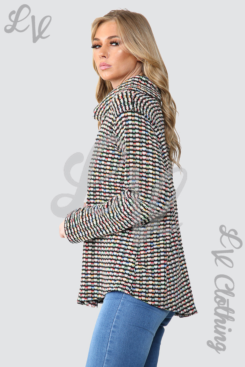Dames Meerkleurige Gebreide Coltrui Top Wit - Stukprijs €12,99