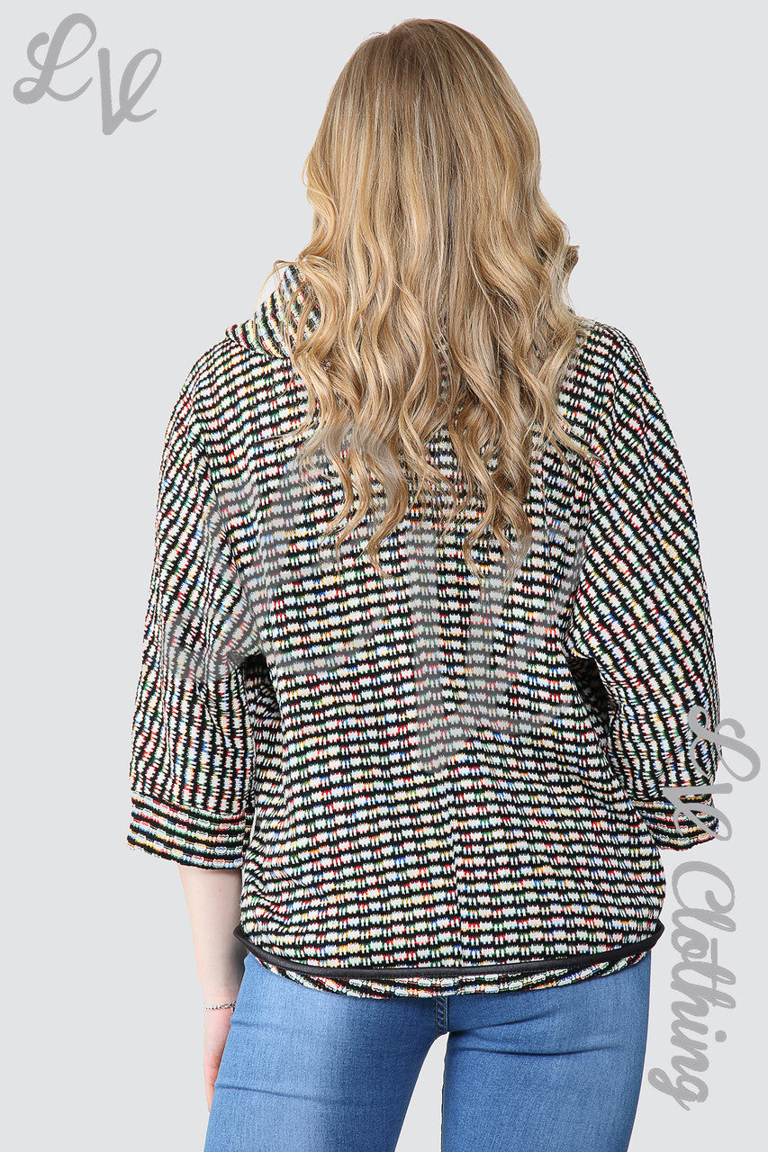 Ladies Multicoloured Cowl Neck Knitted Jumper White - Unit Price £12.99