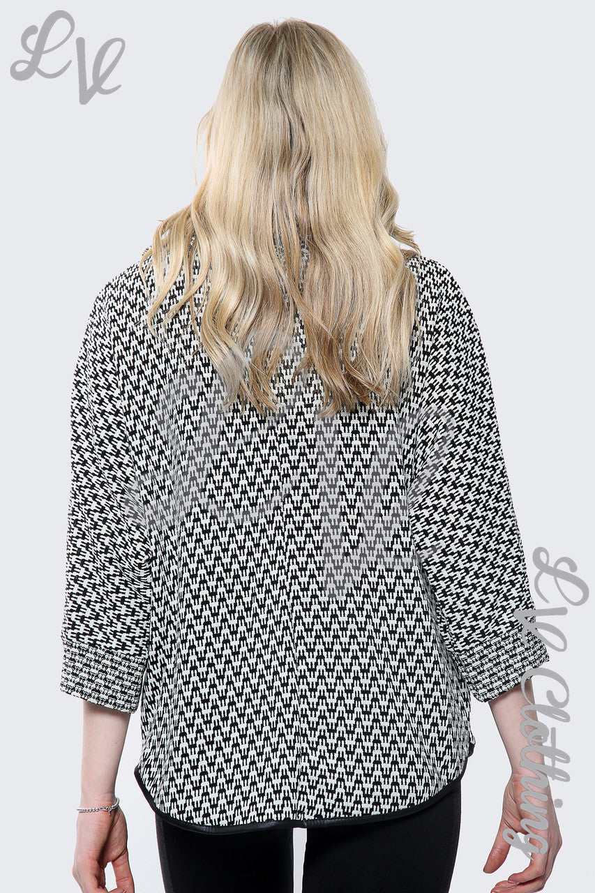Dames Trui met Col en Pied-de-Pouleprint Wit Stukprijs €12.99