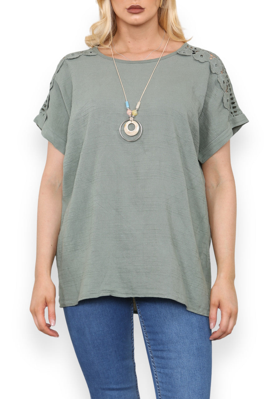 Copy of Copy of CUT OUT SHOULDER DETAIL WITH NECKLACE KHAKI