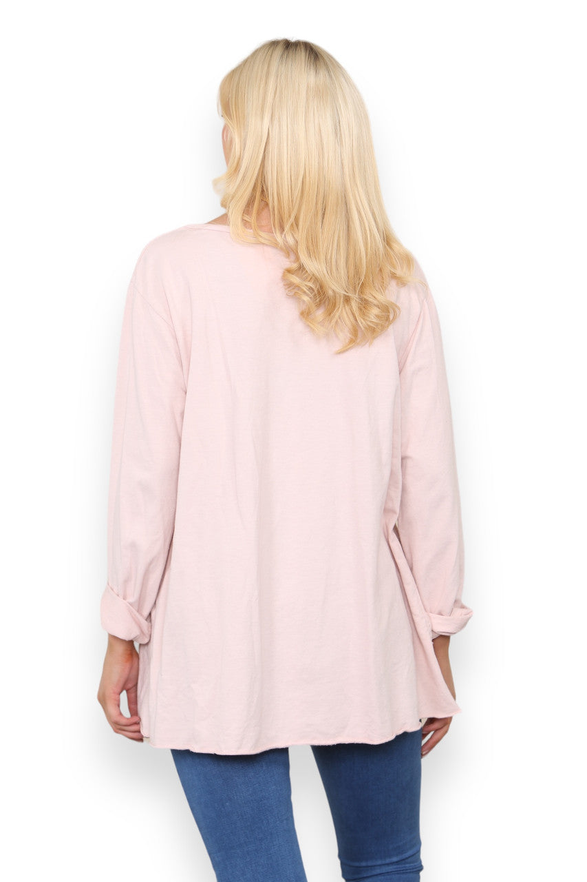 SWEATER MET DECORATIEVE ZAKKEN STOFROZE