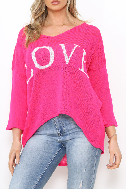 Dames LIEFDEN Fijne Gebreide Trui Top Cerise