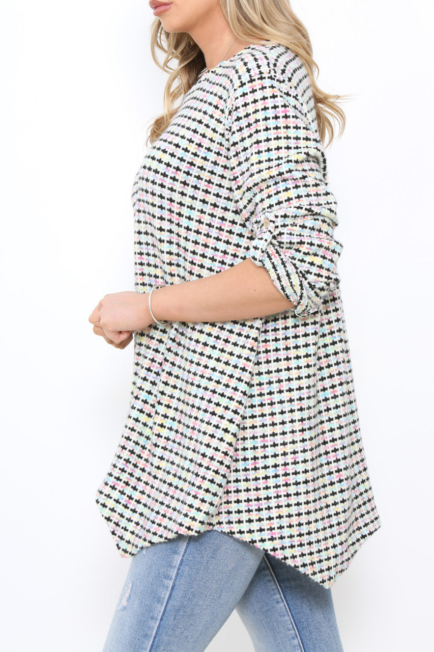 Ladies Multicoloured Pastel Knit Tunic Top Black
