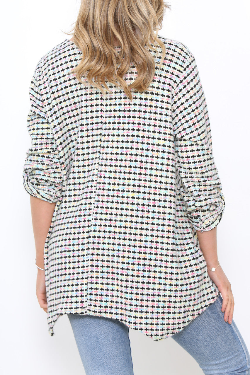 Ladies Multicoloured Pastel Knit Tunic Top Black