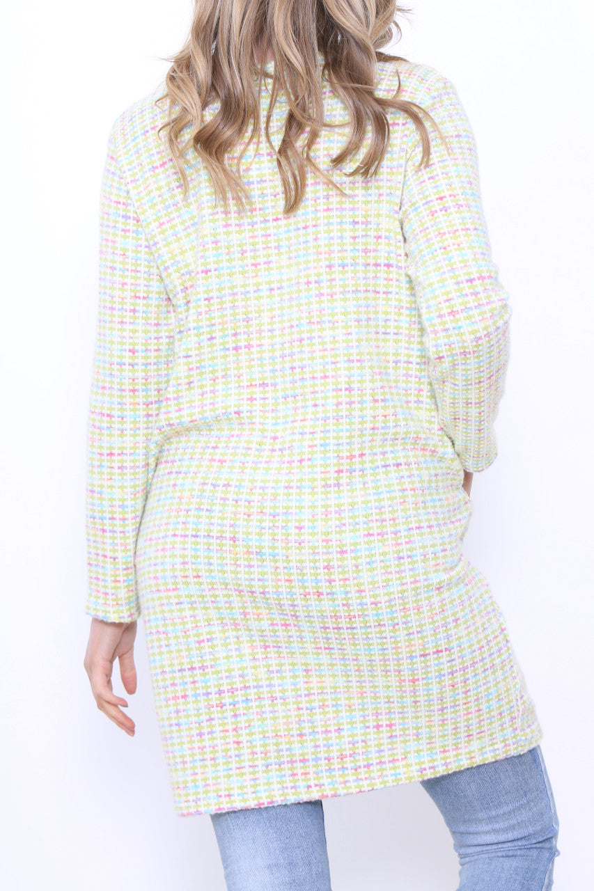Ladies Multicoloured Pastel Knit Tunic Top Dress Lime