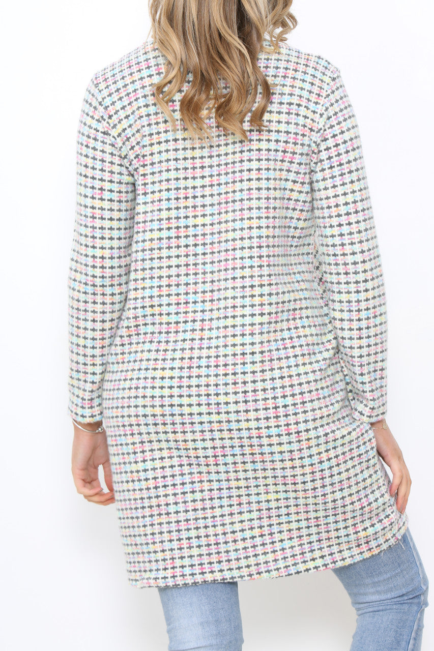 Ladies Multicoloured Pastel Knit Tunic Top Dress Grey