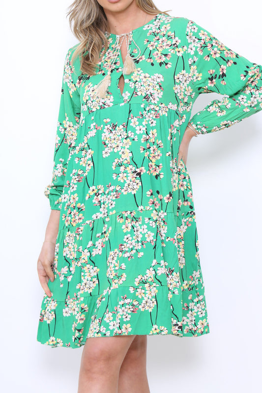 Dames Tuniekjurk met bloemenprint groen