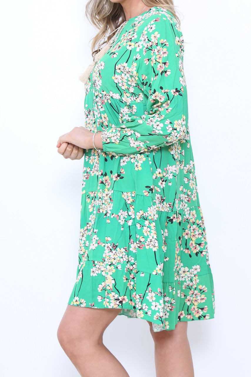 Dames Tuniekjurk met bloemenprint groen