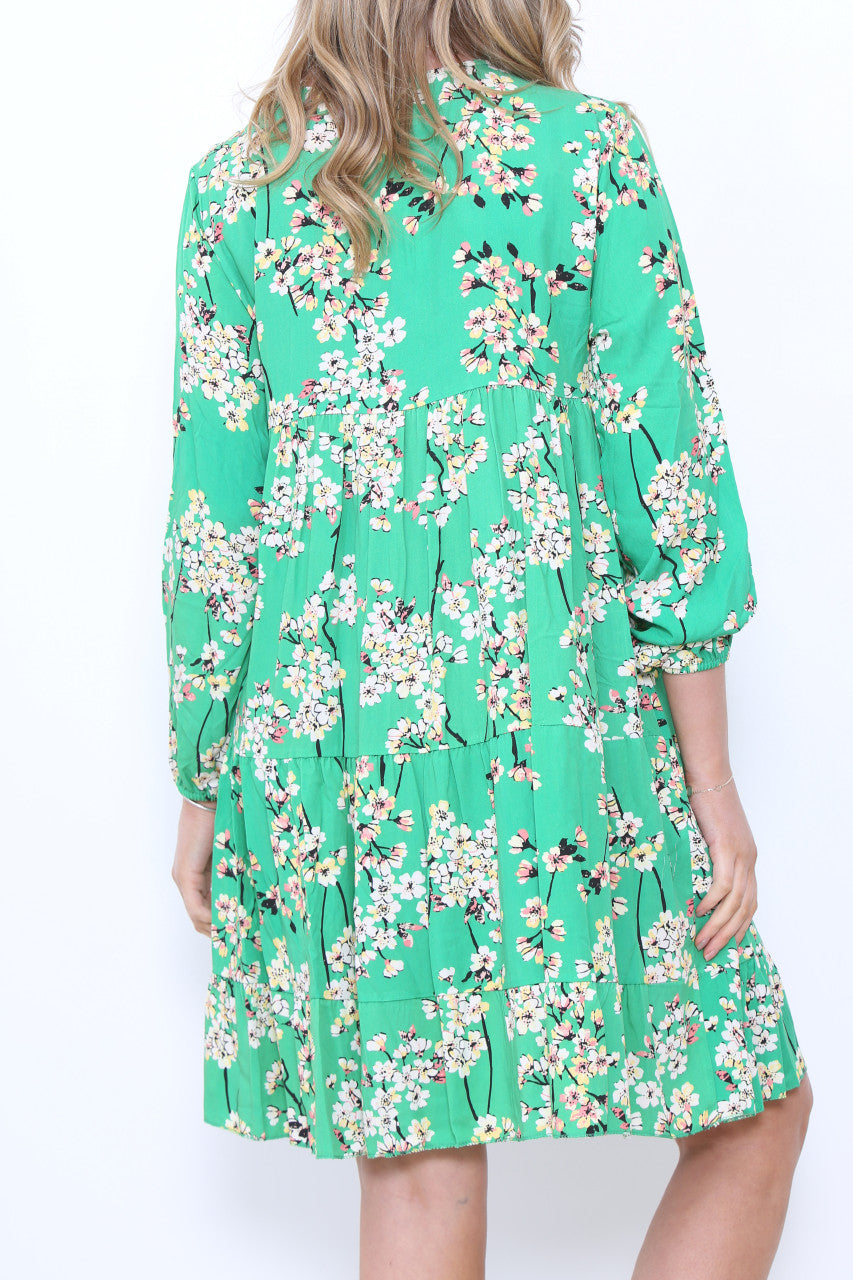 Dames Tuniekjurk met bloemenprint groen
