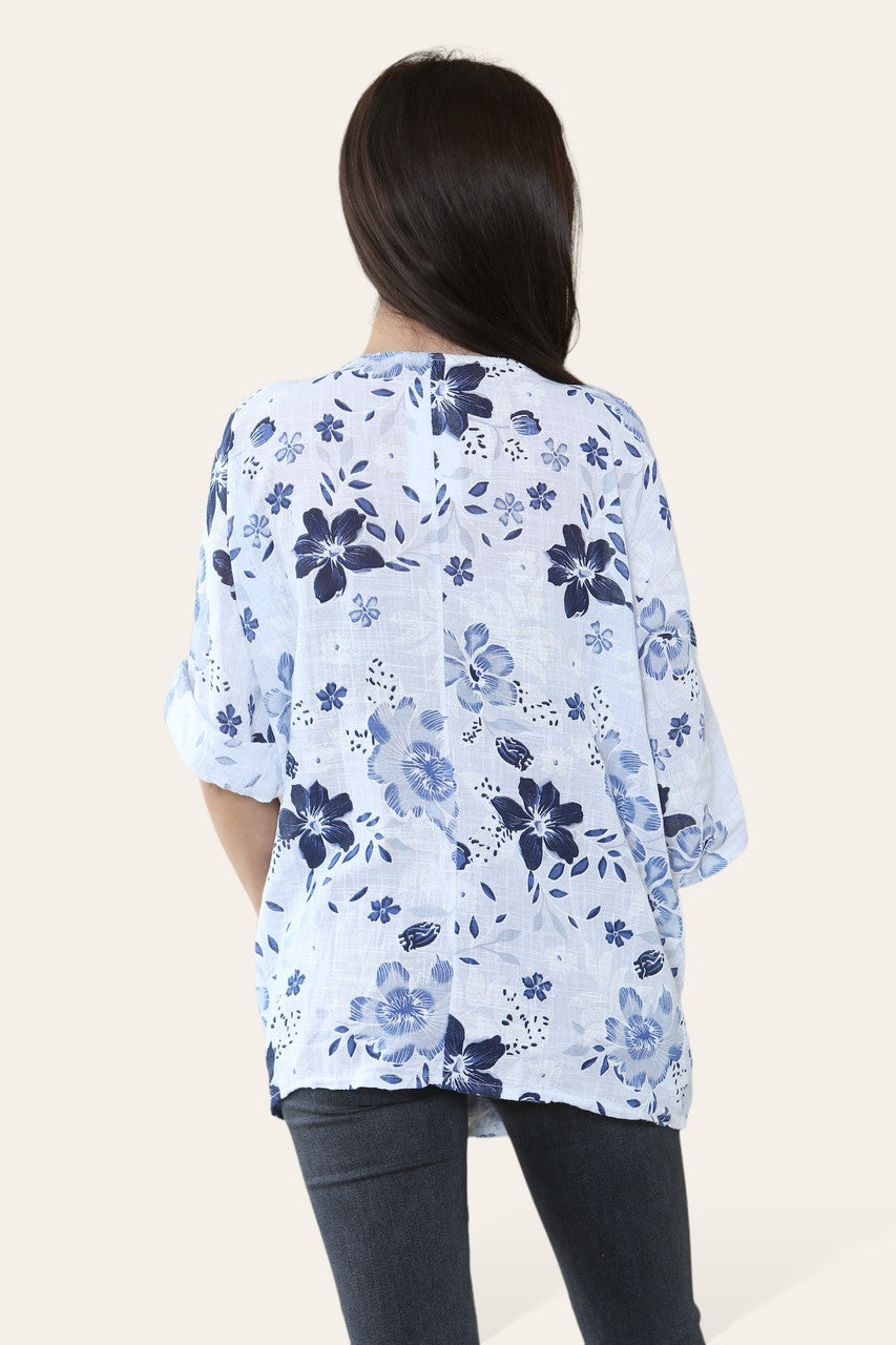 BLOEMEN MIX PRINT TOP WIT