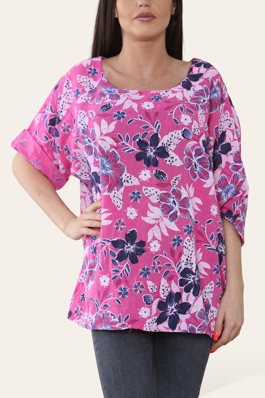 BLOEZE MET BLOEMENMIXPRINT CERISE