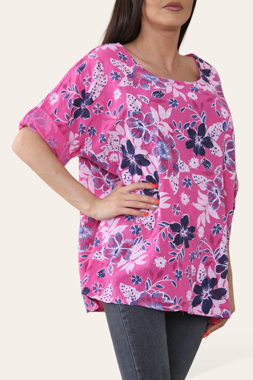 BLOEZE MET BLOEMENMIXPRINT CERISE