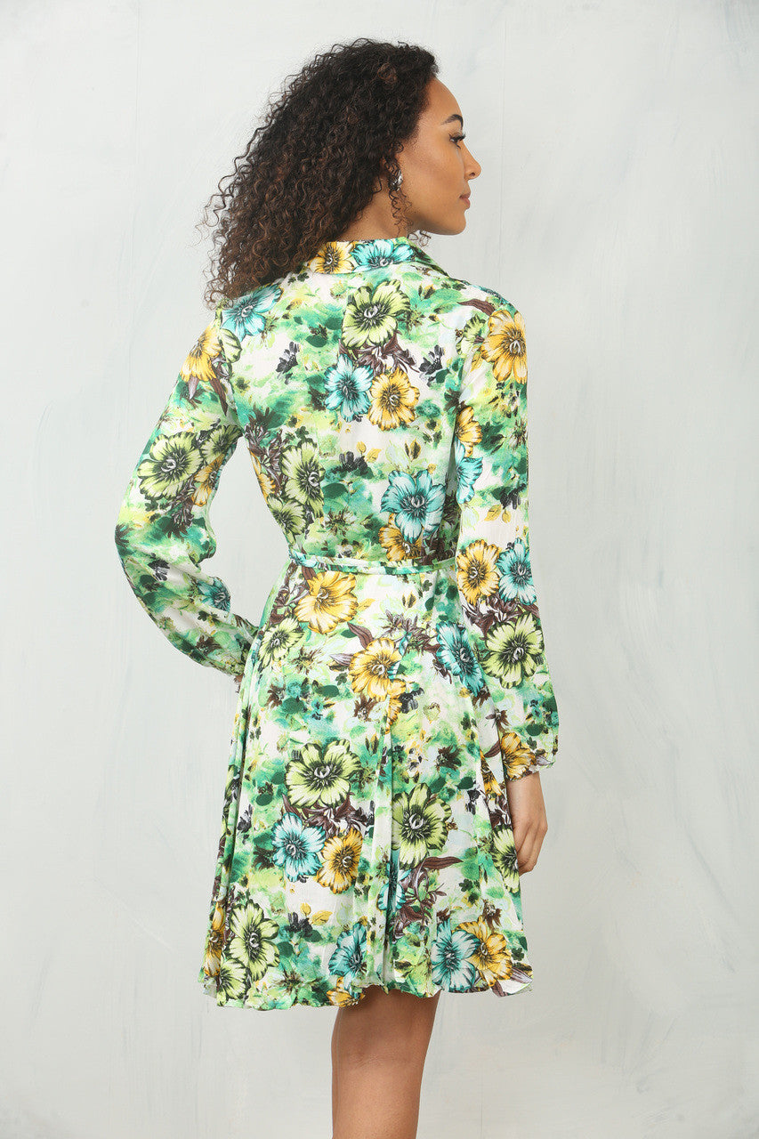 JURK MET PANSY BLOEMENPRINT – GROEN