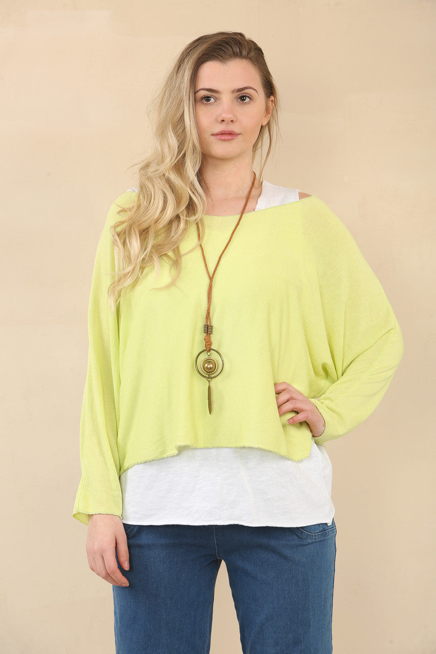 EFFEN 2-LAAGS TOP MET KETTING - LIMOEN