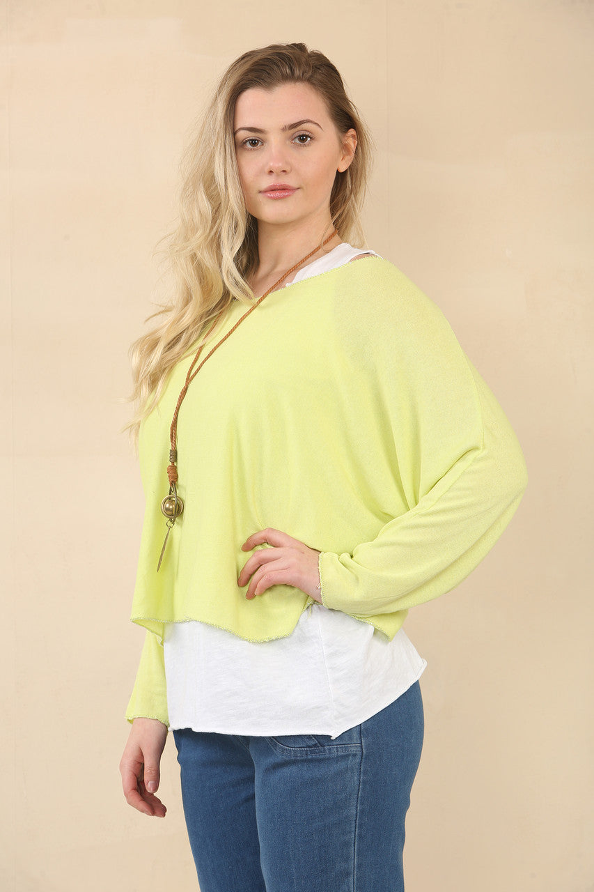 EFFEN 2-LAAGS TOP MET KETTING - LIMOEN