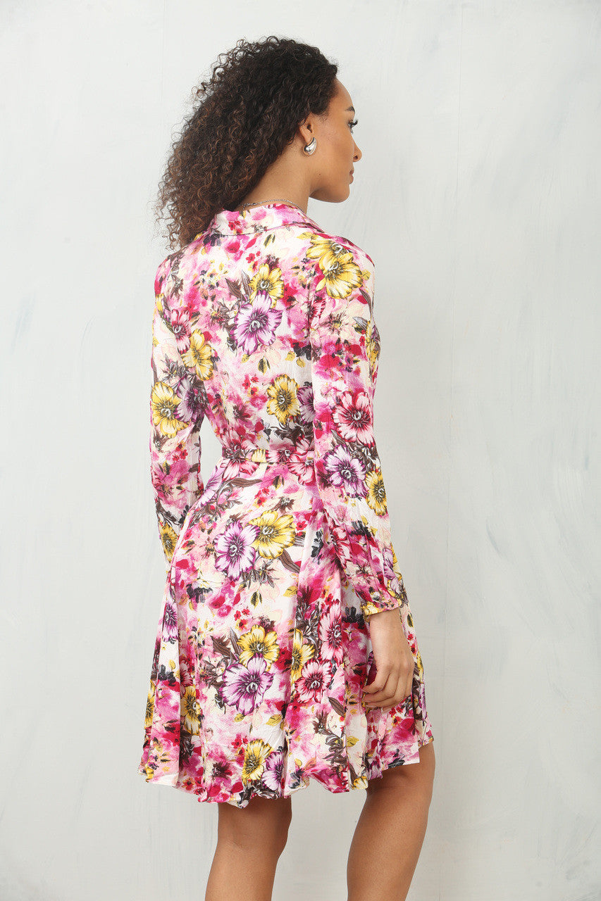 BLOUSONJURK MET PANSY BLOEMENPRINT - CERISE