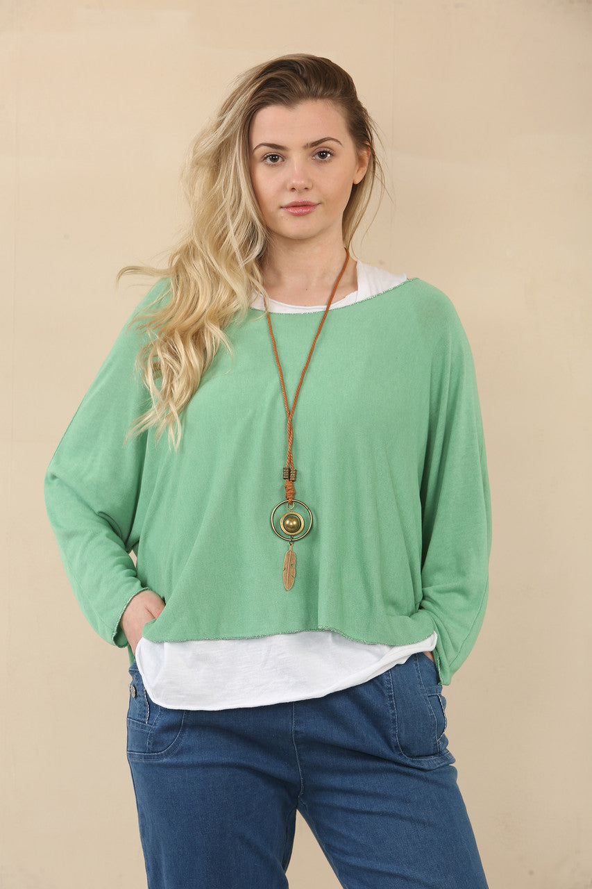 EENVOUDIGE TWEELAGIGE TOP MET KETTING - GUCCI GROEN