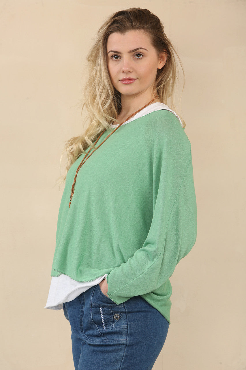 EENVOUDIGE TWEELAGIGE TOP MET KETTING - GUCCI GROEN