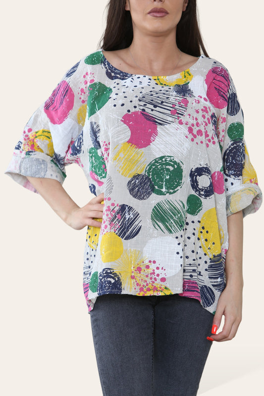 CIRCLE STAMPS PAINT SPLASH PRINT TOP STONE