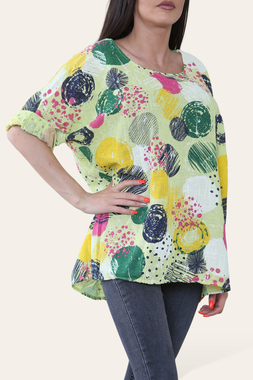 RONDE STEMPELS VERFSPAT PRINT TOP LIME
