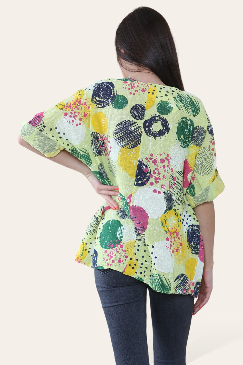 RONDE STEMPELS VERFSPAT PRINT TOP LIME