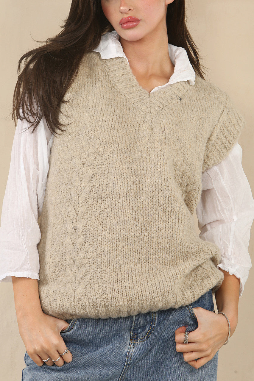 GEBREIDE TANKTOP - BISCUIT