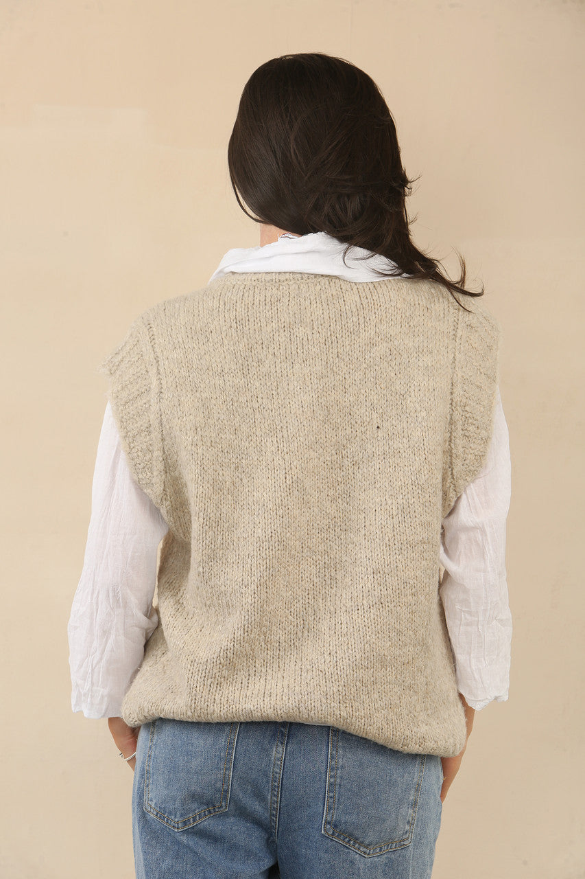 GEBREIDE TANKTOP - BISCUIT