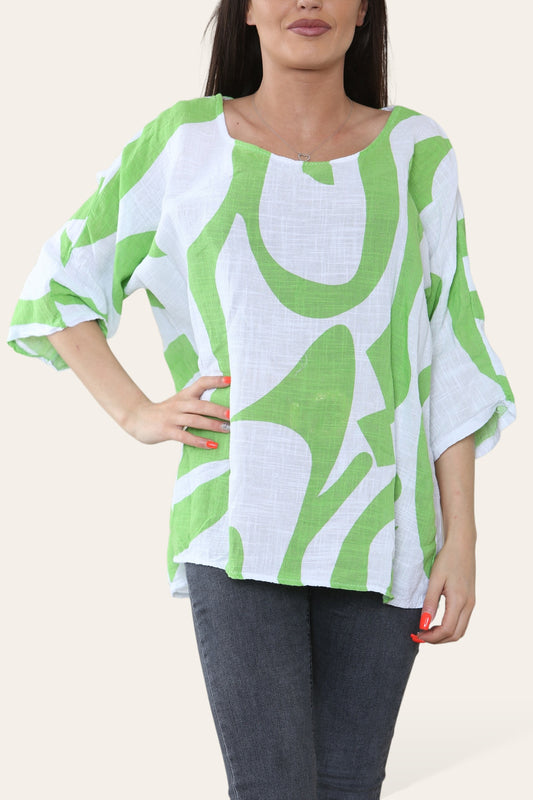 ABSTRACT SHAPE PRINT TOP LIME