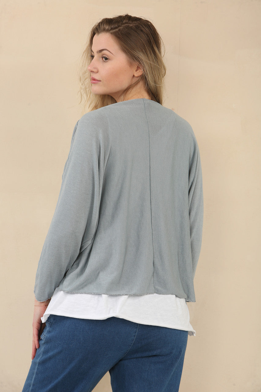 EFFEN 2-LAAGSE TOP MET KETTING - ANTRACIET