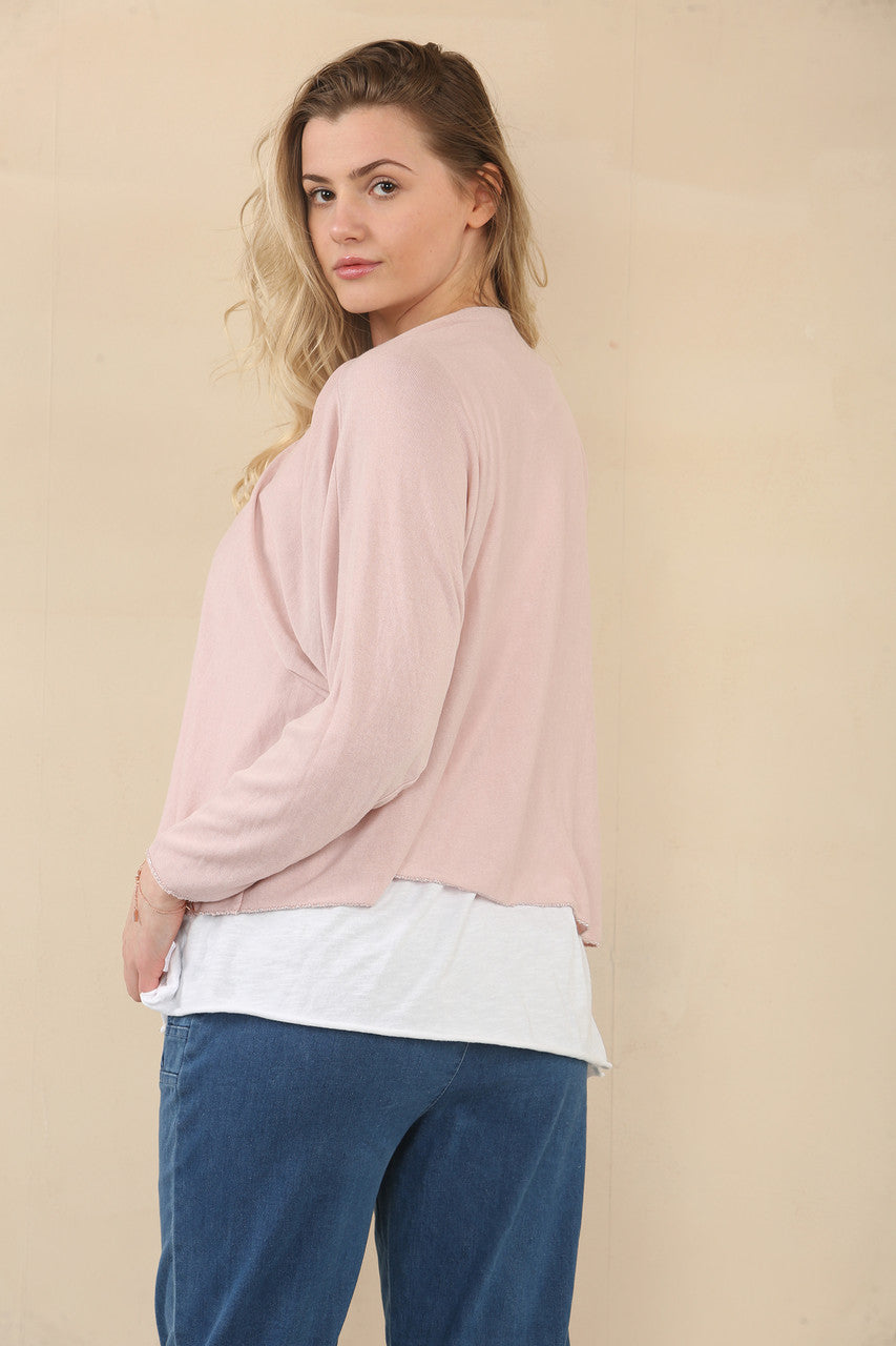 EENVOUDIG 2-LAAGS TOP MET KETTING - DUSTY ROZE