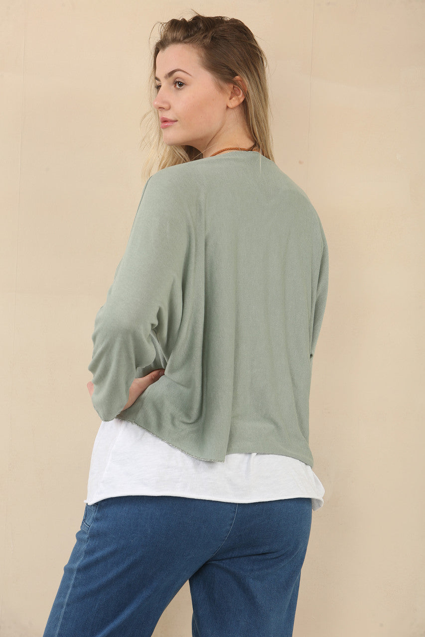EFFEN TWEELAAGSE TOP MET KETTING - KHAKI