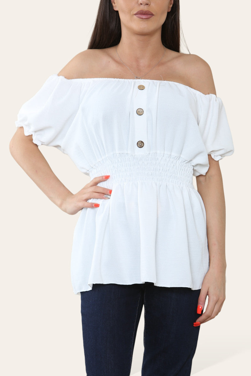 EFFEN ELASTISCHE BARDOT TOP WIT