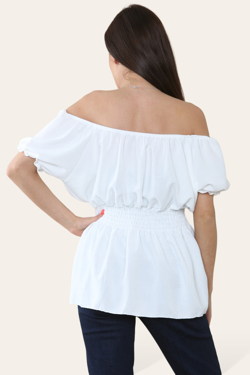 EFFEN ELASTISCHE BARDOT TOP WIT