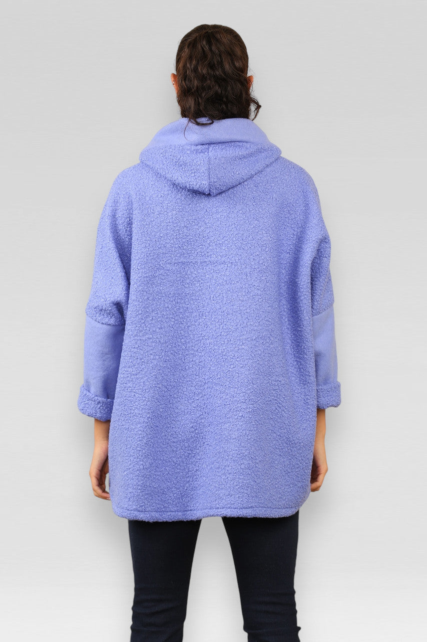 HOODED TEDDY ZACHTE WOLMIX RITSJACK BLAUW