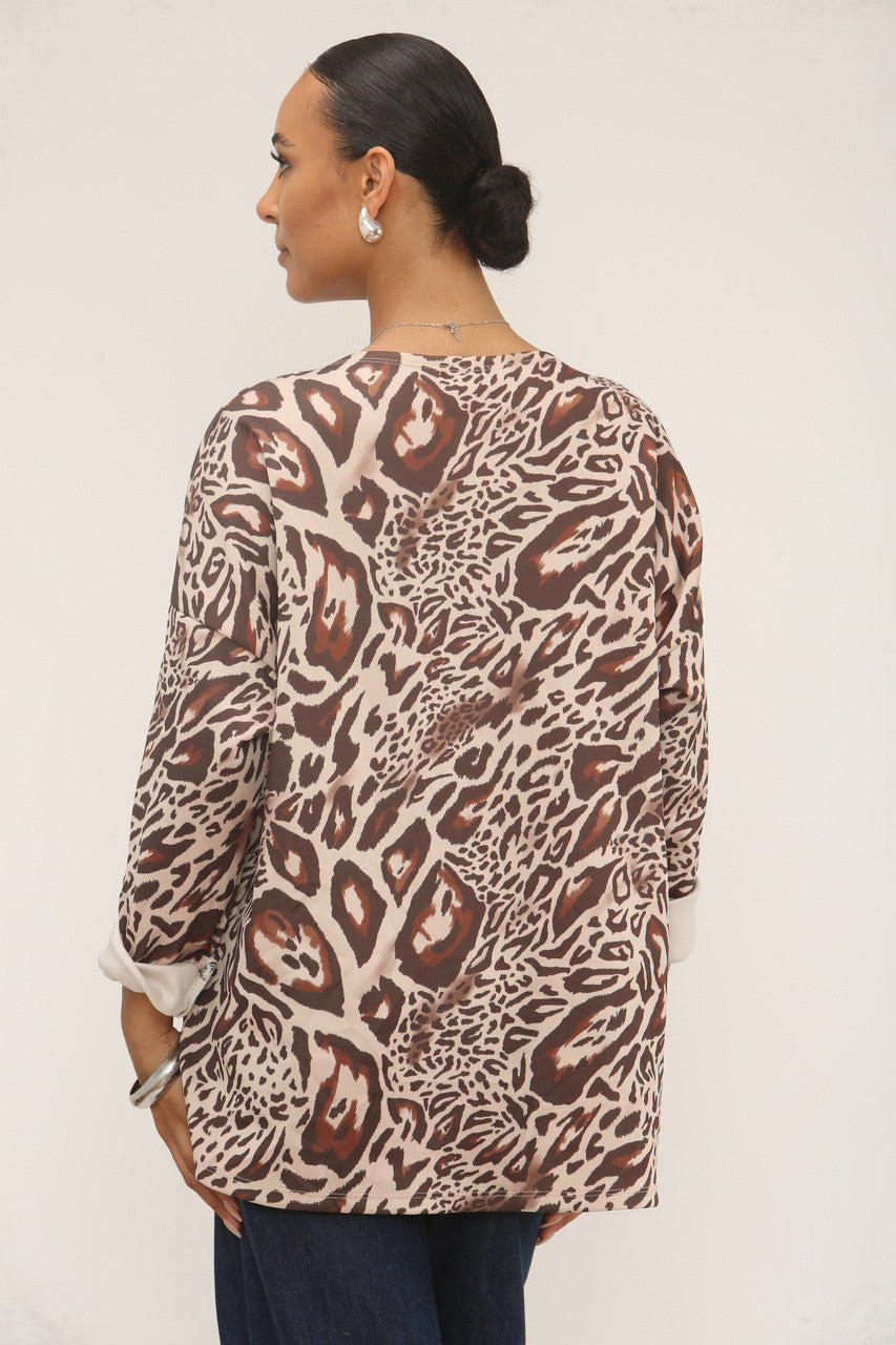 TRUI MET LEOPARDPRINT EN ZACHTE TOUCH - BRUIN