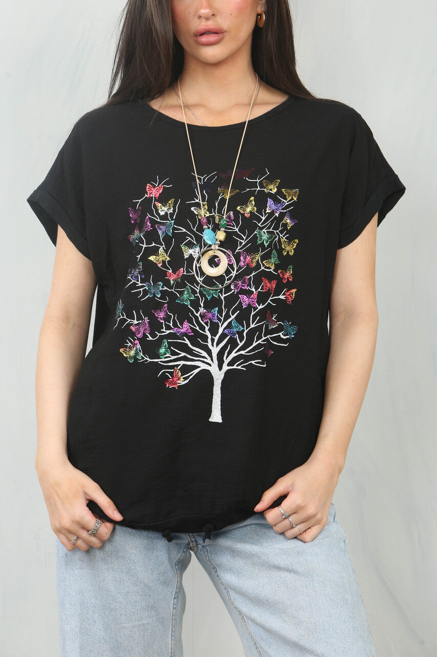VLINDERBOOM MET FOLIEPRINT BOVENSTUK ZWART