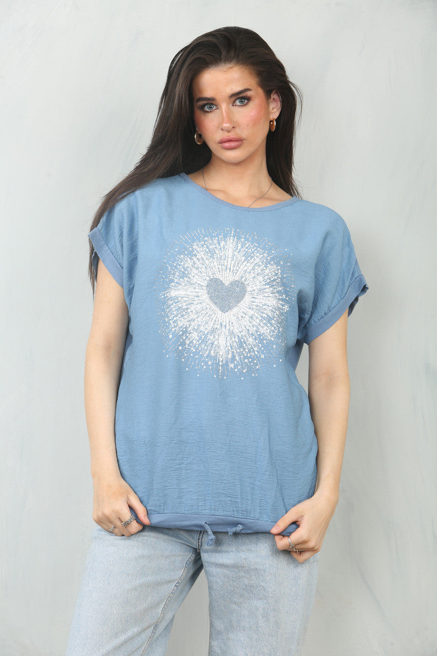 HART BURST GRAPHIC TOP DENIM