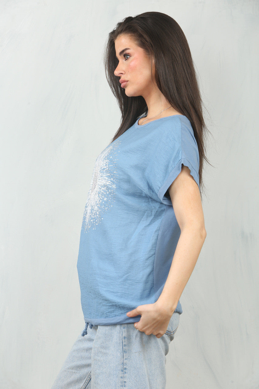 HART BURST GRAPHIC TOP DENIM