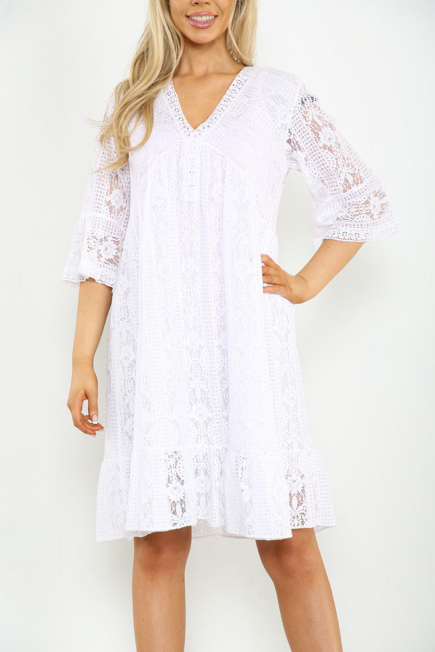 Ladies Lace Dress White