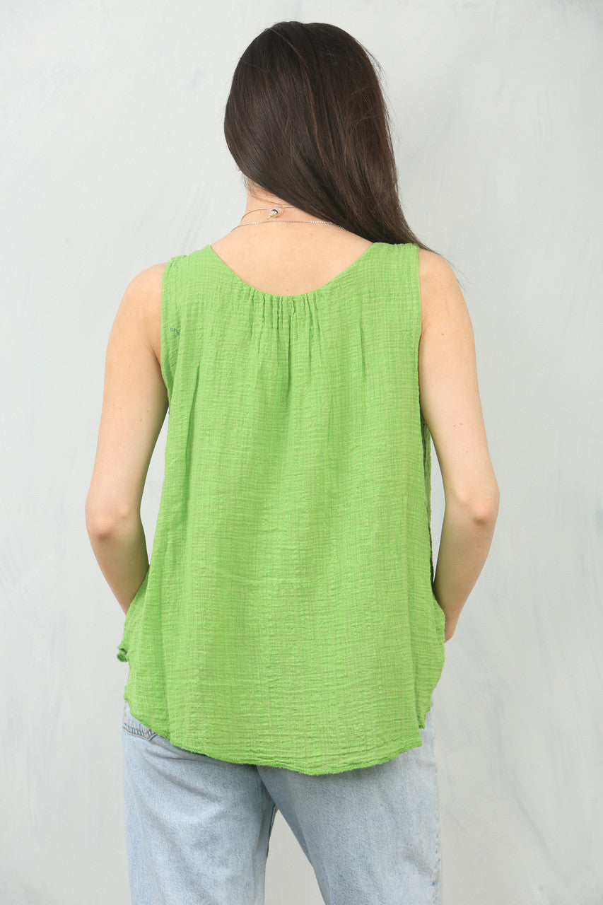MOUWLOZE TOP MET HALSCOLLIER GROEN