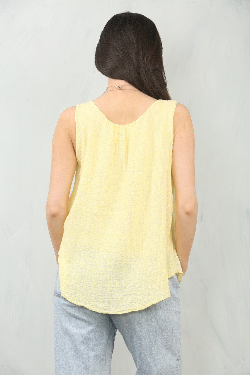 SLEEVELESS VEST TOP WITH NECKLACE LEMON