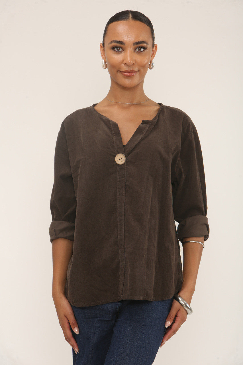 CORDUROY TOP MET INKIPPING BRUIN