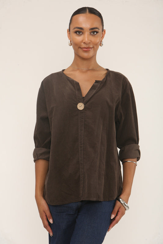 CORDUROY TOP MET INKIPPING BRUIN